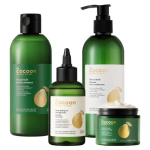 Cocoon Ultimate Hair Repair Set (SAVE 30%): Pomelo Tonic 4.7 fl oz, Shampoo & Conditioner 16.9 fl oz each, and Hair Mask 6.7 fl oz