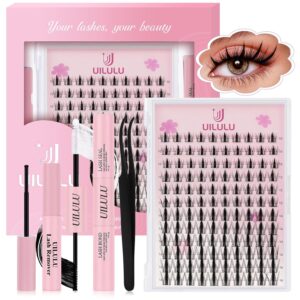 Lash Clusters Kit 10-16mm DIY Eyelash Extensions Kits 120 D Curl - 0.07D Individual Eyelashes Anime False Lashes Bond and Seal Remover Tweezers for Eye Lash Set at Home