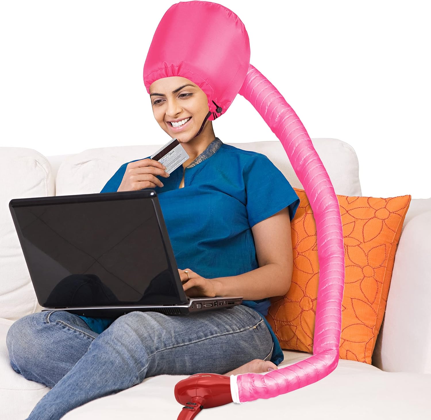 Safety Portable Hair Dryer Bonnet Attachment for Hair Styling - Deep Pink - Image 7