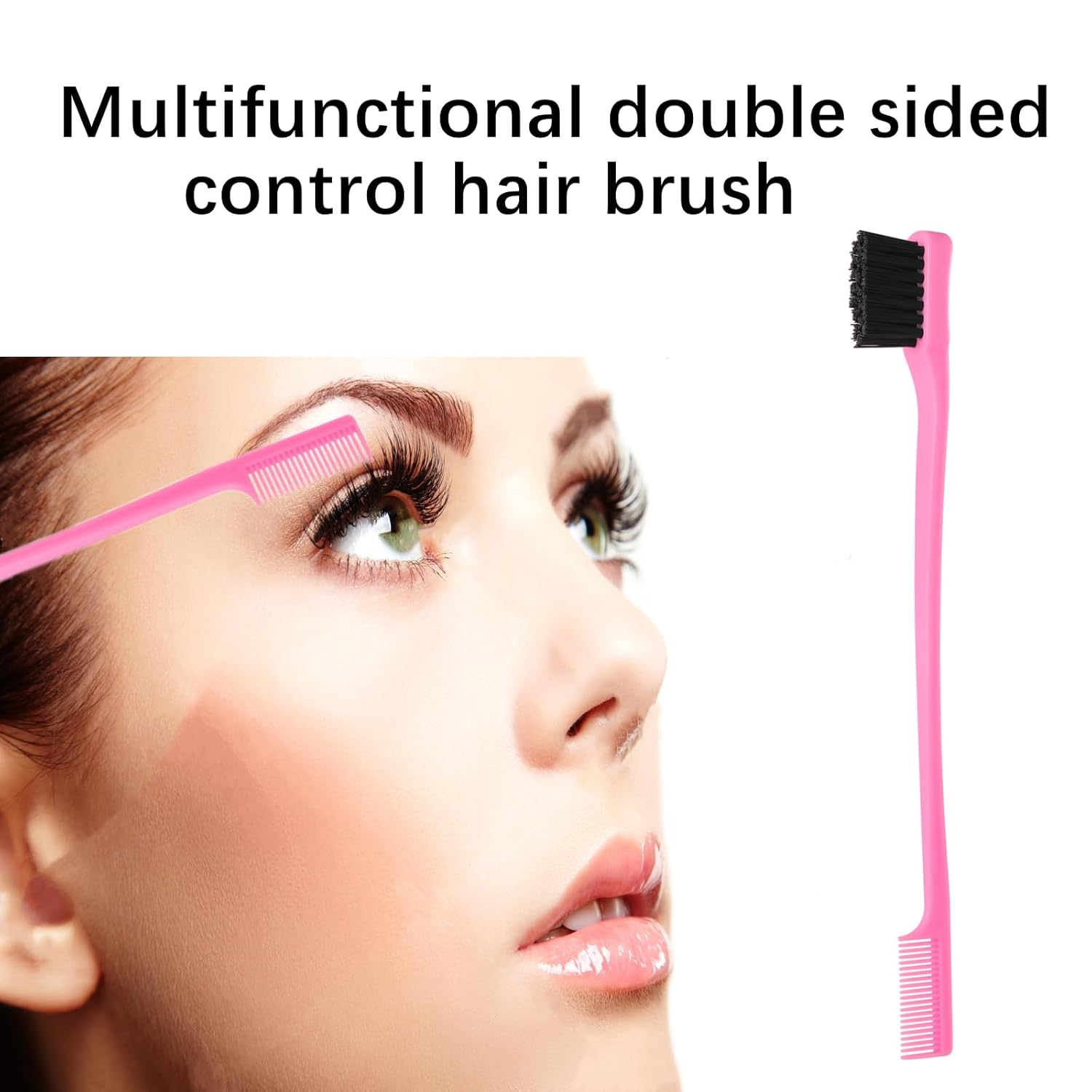 8Pcs Hair Brushes Set with 4Pcs Topsy Hair Tail Tools 1Pcs Bristle Teasing Hair Brush 1Pcs Edge Control Brush 2Pcs Metal Pin Rat Tail Combs for Woman Girl Styling,Edge&Back Brushing Pink - Image 5