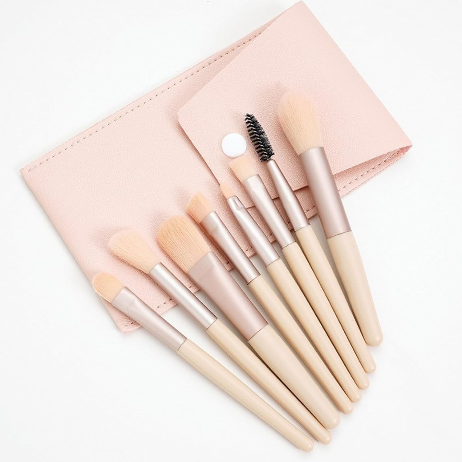 8Pcs Travel Makeup Brush Set Mini Makeup Brushes Set Portable Real Techniques Brushes Travel Size Makeup Brushes Kit with Makeup Bag for Foundation Eyeshadow, Blush, Contour, & Concealer (Beige) - Image 6