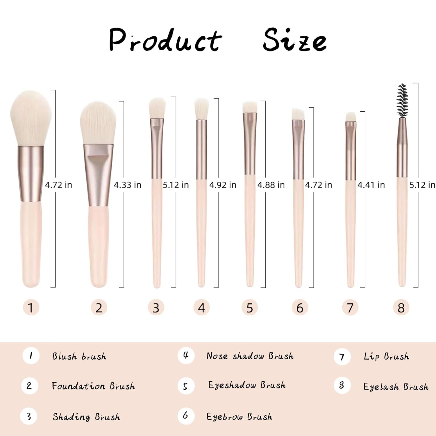 8Pcs Travel Makeup Brush Set Mini Makeup Brushes Set Portable Real Techniques Brushes Travel Size Makeup Brushes Kit with Makeup Bag for Foundation Eyeshadow, Blush, Contour, & Concealer (Beige) - Image 4