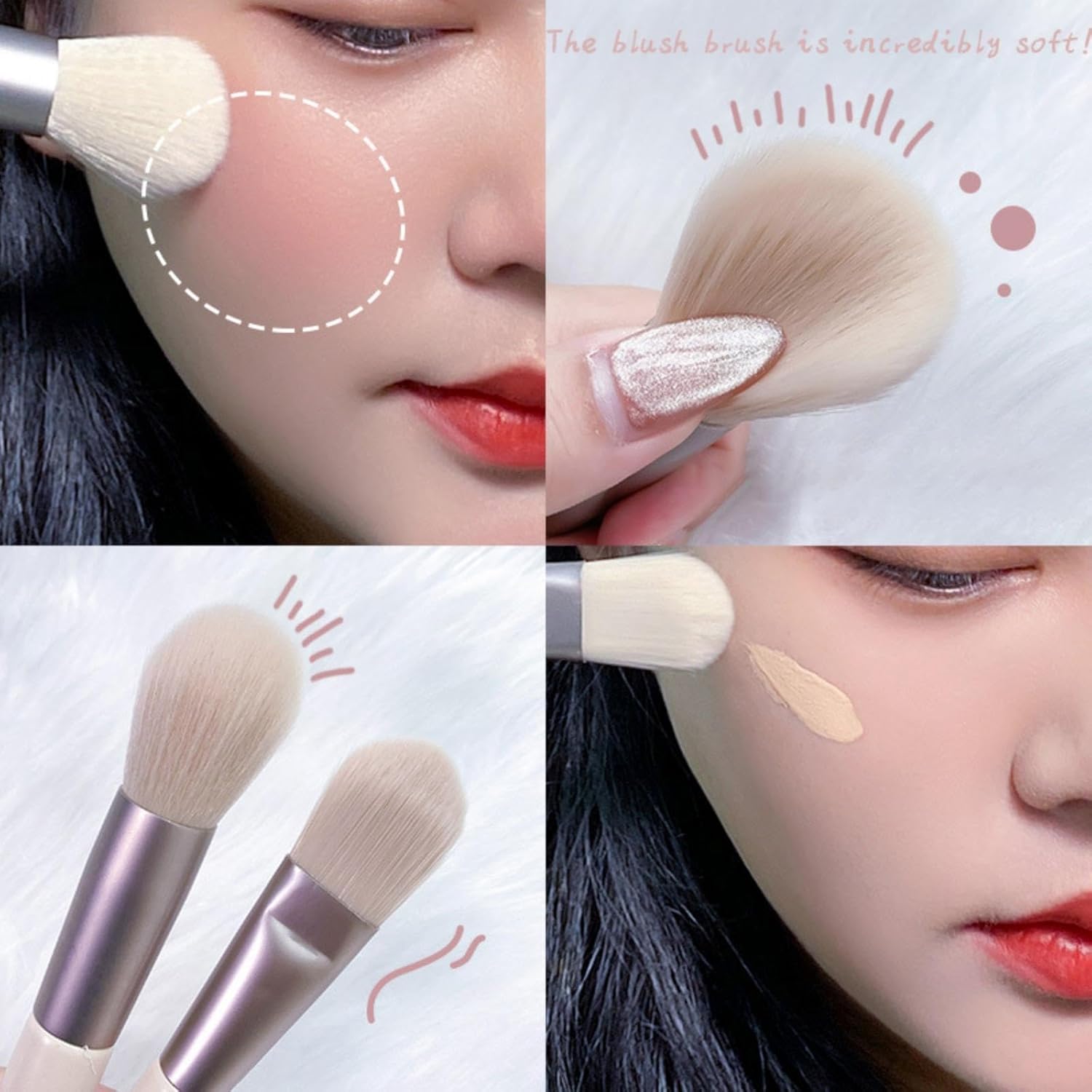8Pcs Travel Makeup Brush Set Mini Makeup Brushes Set Portable Real Techniques Brushes Travel Size Makeup Brushes Kit with Makeup Bag for Foundation Eyeshadow, Blush, Contour, & Concealer (Beige) - Image 3