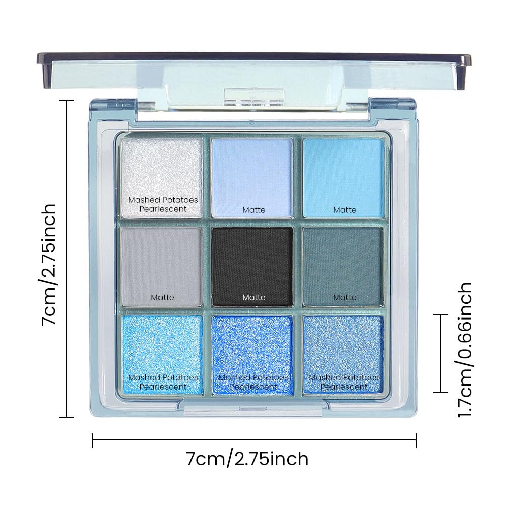9 Color Blue Smoky Matte Shimmer Eyeshadow Palette High Pigmented Eye Makeup Powders - Image 6