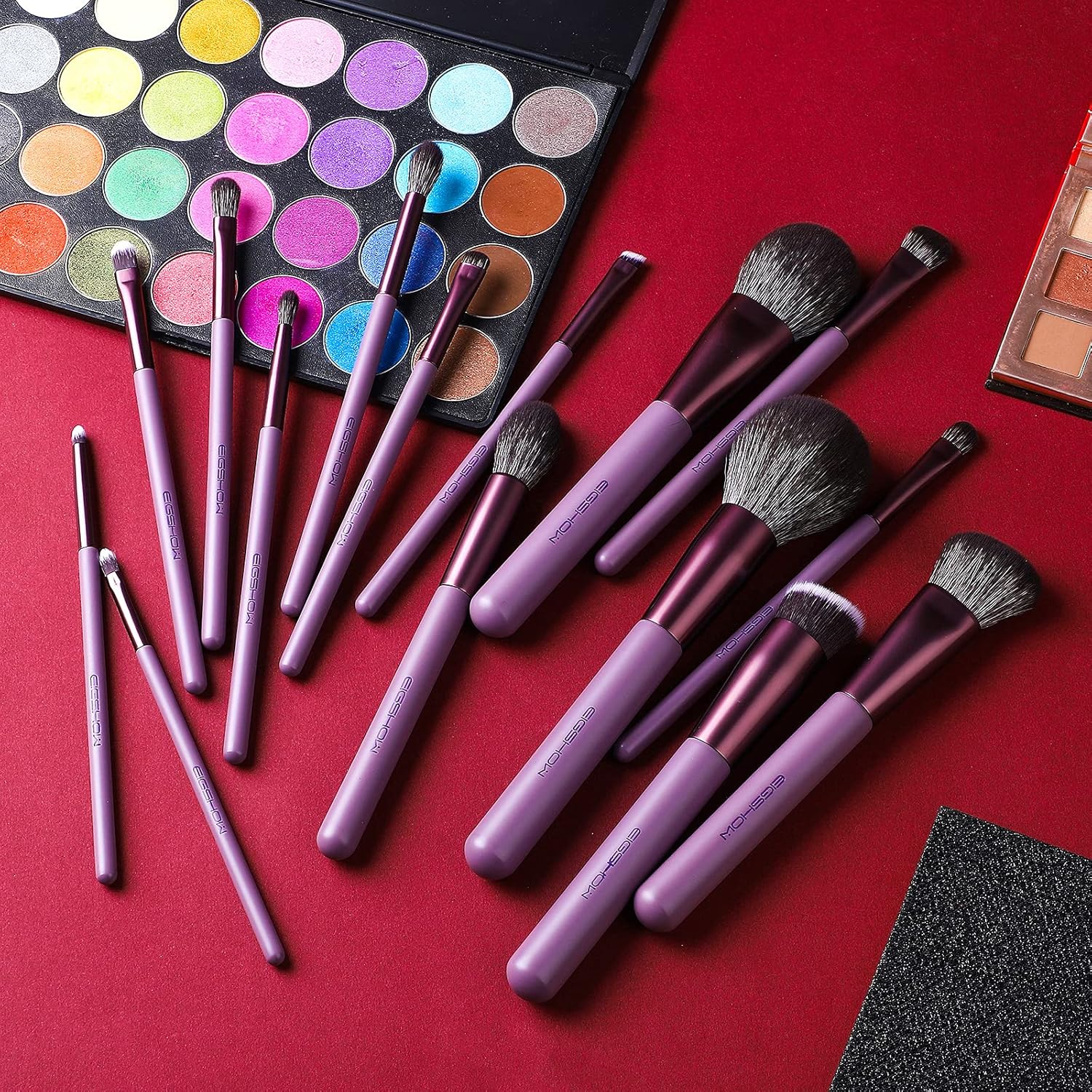 Makeup Brush Set, EIGSHOW Professional Makeup Brushes Kit Foundation Powder Concealers Eye Shadows Makeup 15 Piece for Eye Face Liquid Cream Cosmetics Brushes Kit, Gift for Women, Travel Set(Purple) - Image 5