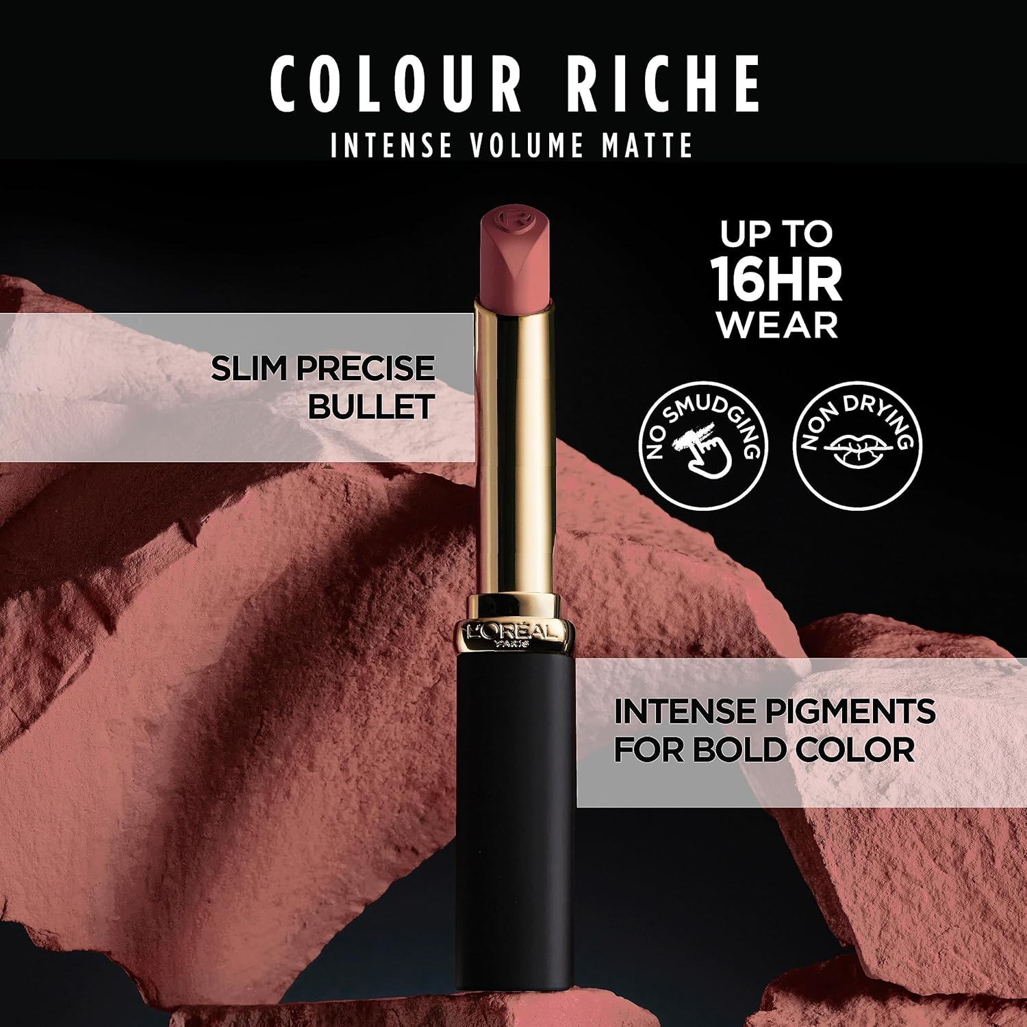 L'Oreal Paris Colour Riche Intense Volume Matte Lipstick, Lip Makeup Infused with Hyaluronic Acid for up to 16HR Wear, Le Coral Gracious, 0.06 Oz - Image 4