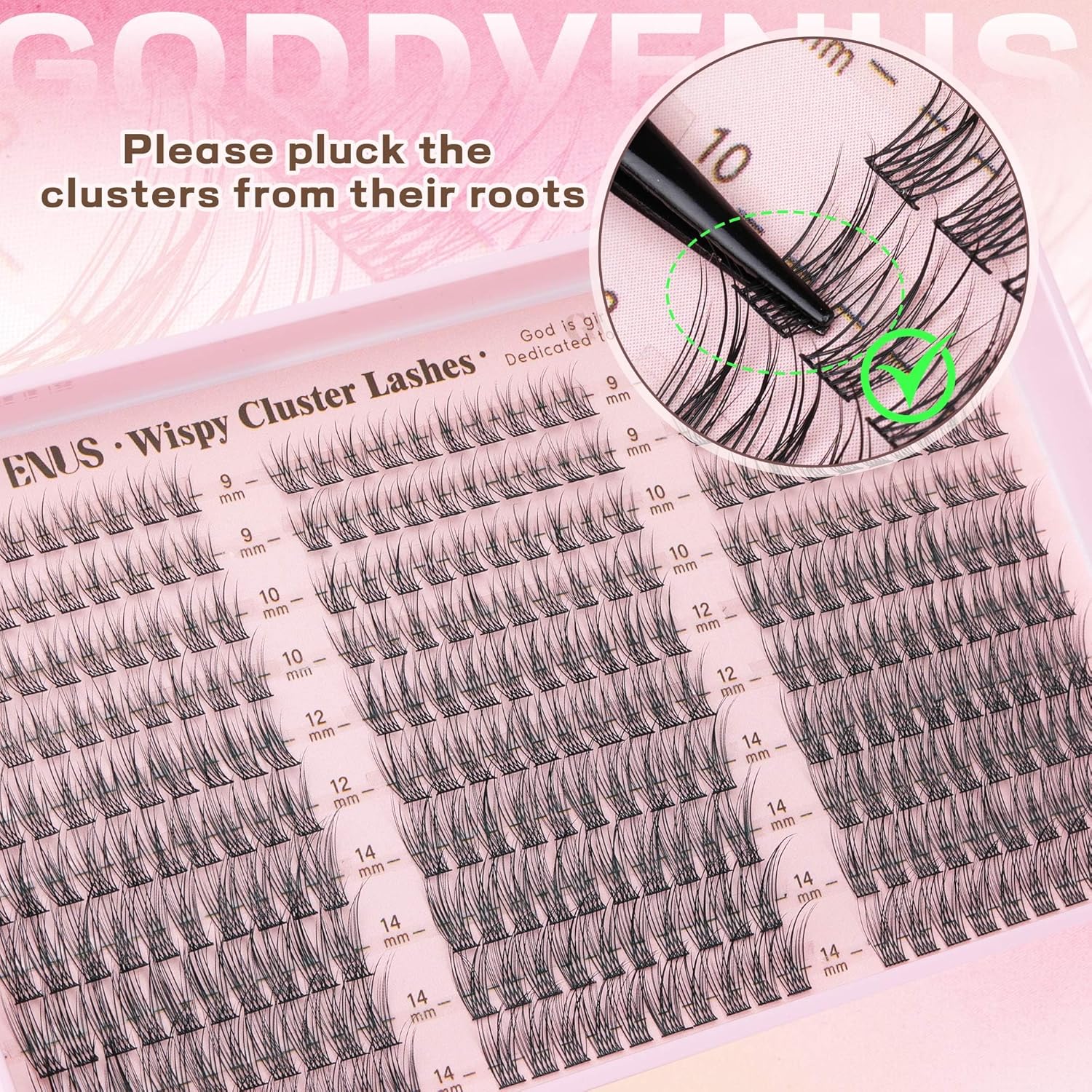 Lash Clusters Kit 9-14mm Wispy Eyelash Clusters Lashes Natural DIY Lash Extension Kit Short Cluster Eyelash Extensions Kit 300pcs C Curl Individual Lashes Cluster Eyelash (With Tweezers) - Image 7