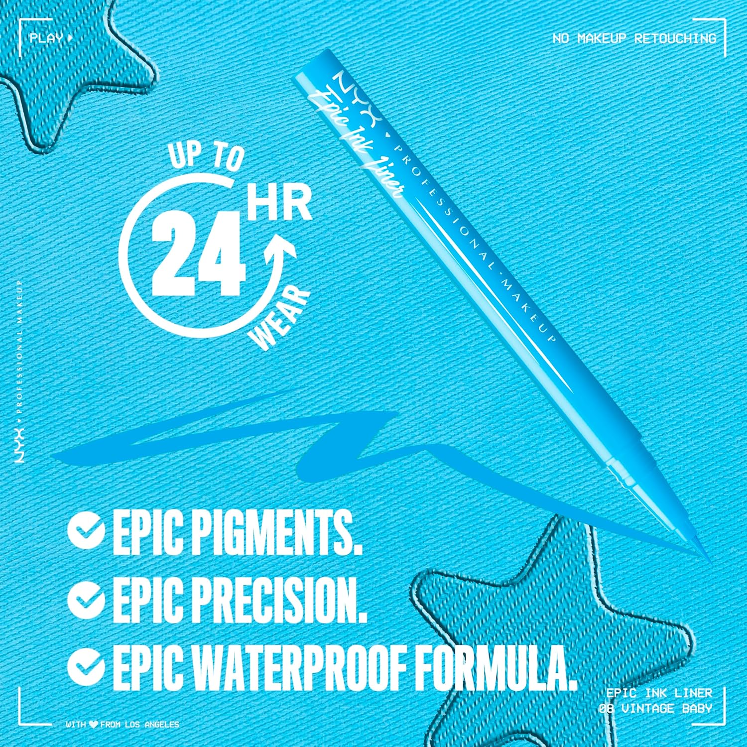 NYX PROFESSIONAL MAKEUP Epic Ink Liner, Waterproof Matte Liquid Eyeliner with Vegan Formula - Vintage Baby (Baby Blue) - Image 2