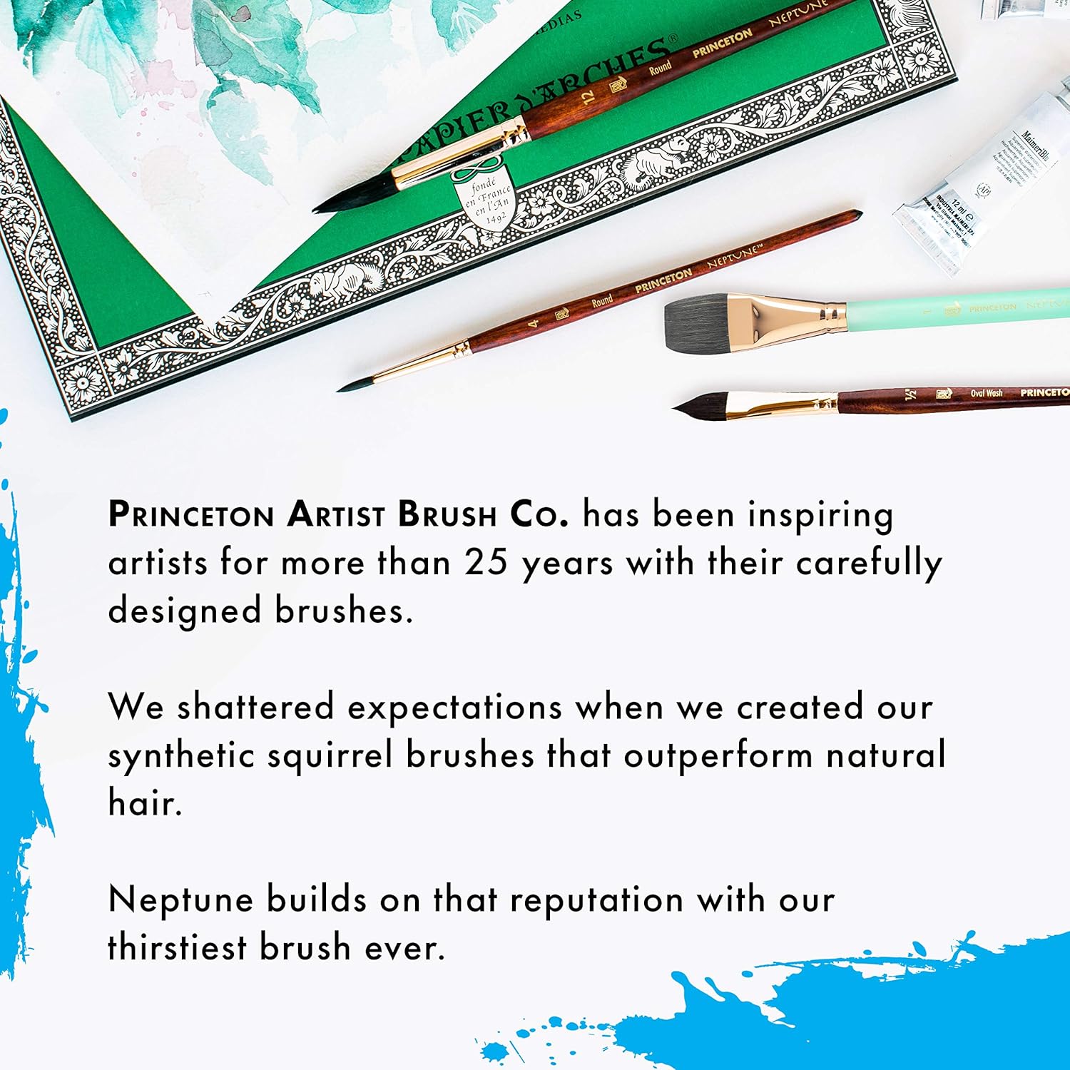 Princeton Artist Brush Neptune Series 4750 - 4-Piece Synthetic Squirrel Watercolor Paint Brush Set- Includes Aquarelle ¾” Oval Wash ½ & 2 Round Brushes Sizes 4 & 12 - Image 7