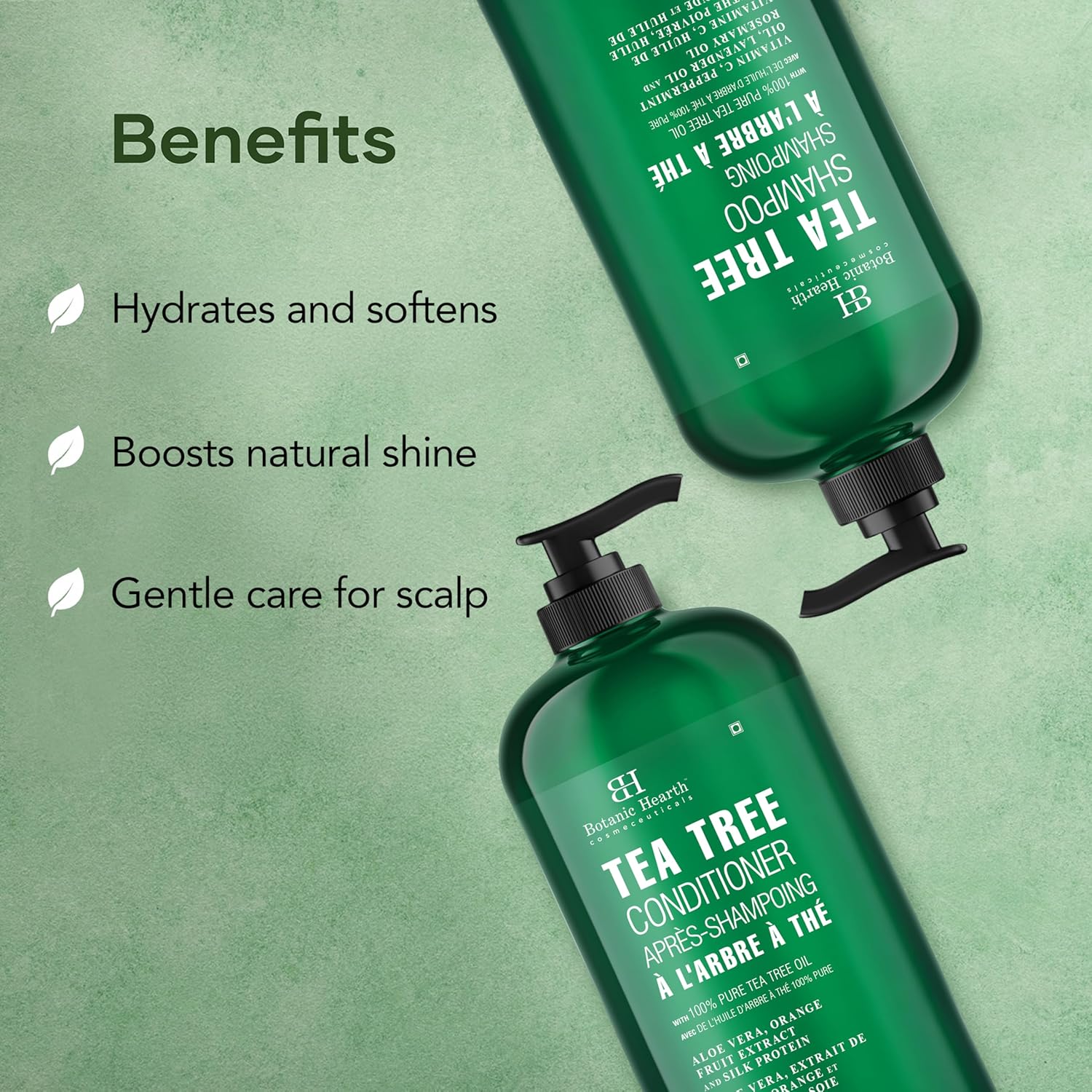Botanic Hearth Tea Tree Shampoo and Conditioner Set - with 100% Pure Tea Tree Oil, for Itchy and Dry Scalp, Sulfate/Paraben Free - for Men and Women - 16 fl oz each - Image 4