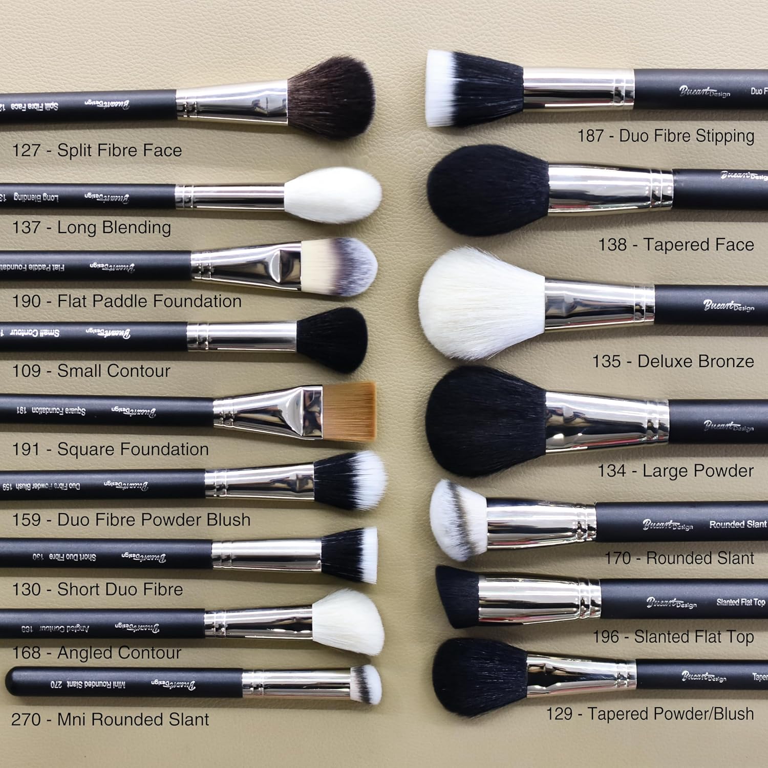 Makeup Artist MUST HAVES 42Pcs Makeup Brushes Set with Real Natural Goat Hair By BUEART DESIGN (42Pcs Matte Pearl Black) - Image 3