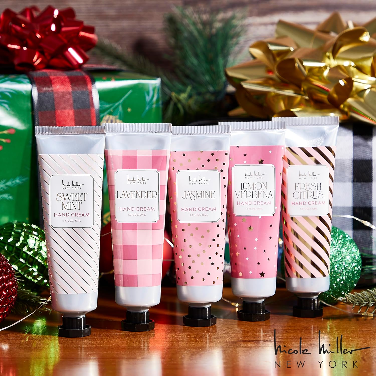 Nicole Miller New York 10-Piece Festive Fragrance Hand Cream Collection - 30ml Each Bottle, Ultra Hydrating Luxury for Your Hands, Pink Gold - Image 4