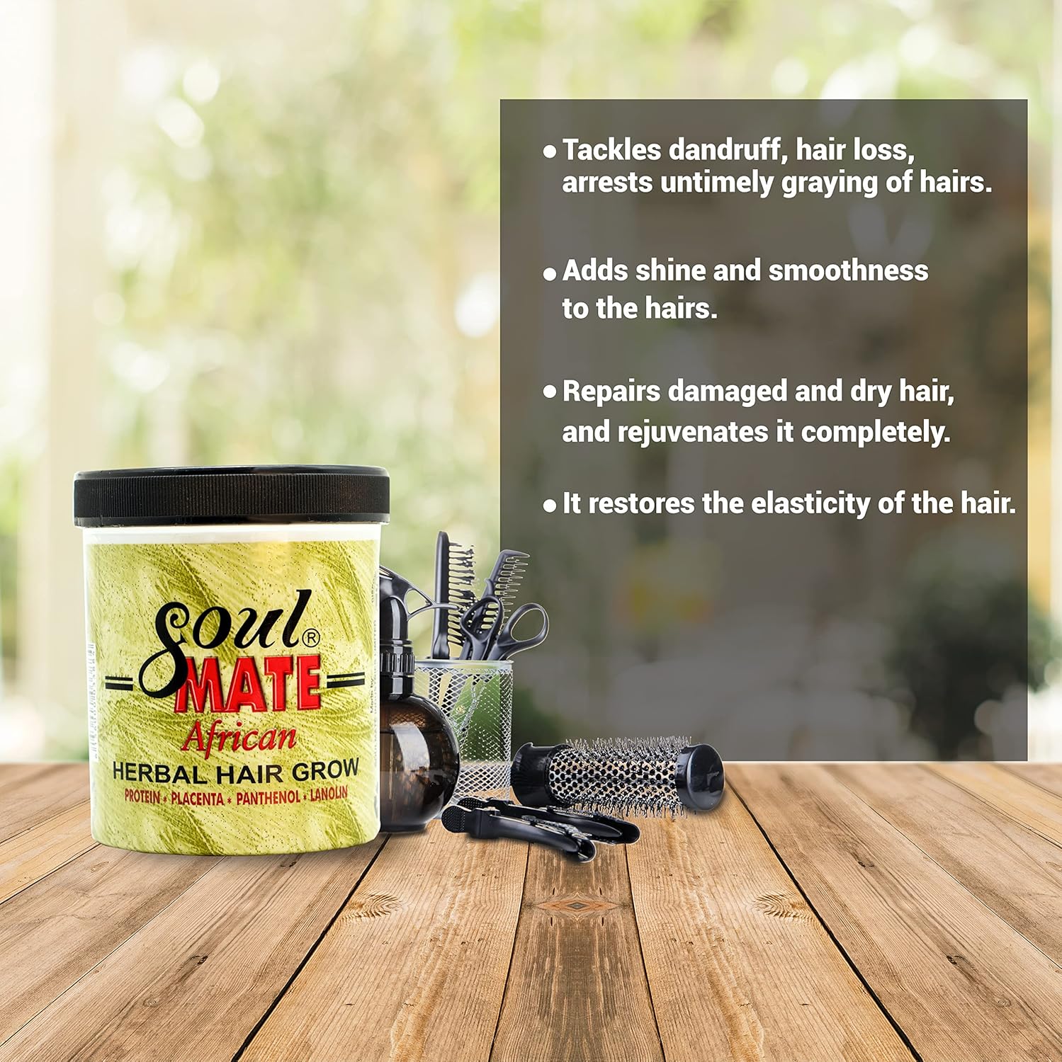Soulmate African Herbal Hair Grow Cream 12.5 oz | Moisturizing Cream with Jojoba Oil for Smooth & Shiny Hair | Pure Remedy for Scalp Thinning, & Breakage | Natural Conditioner for All Hair Types - Image 8