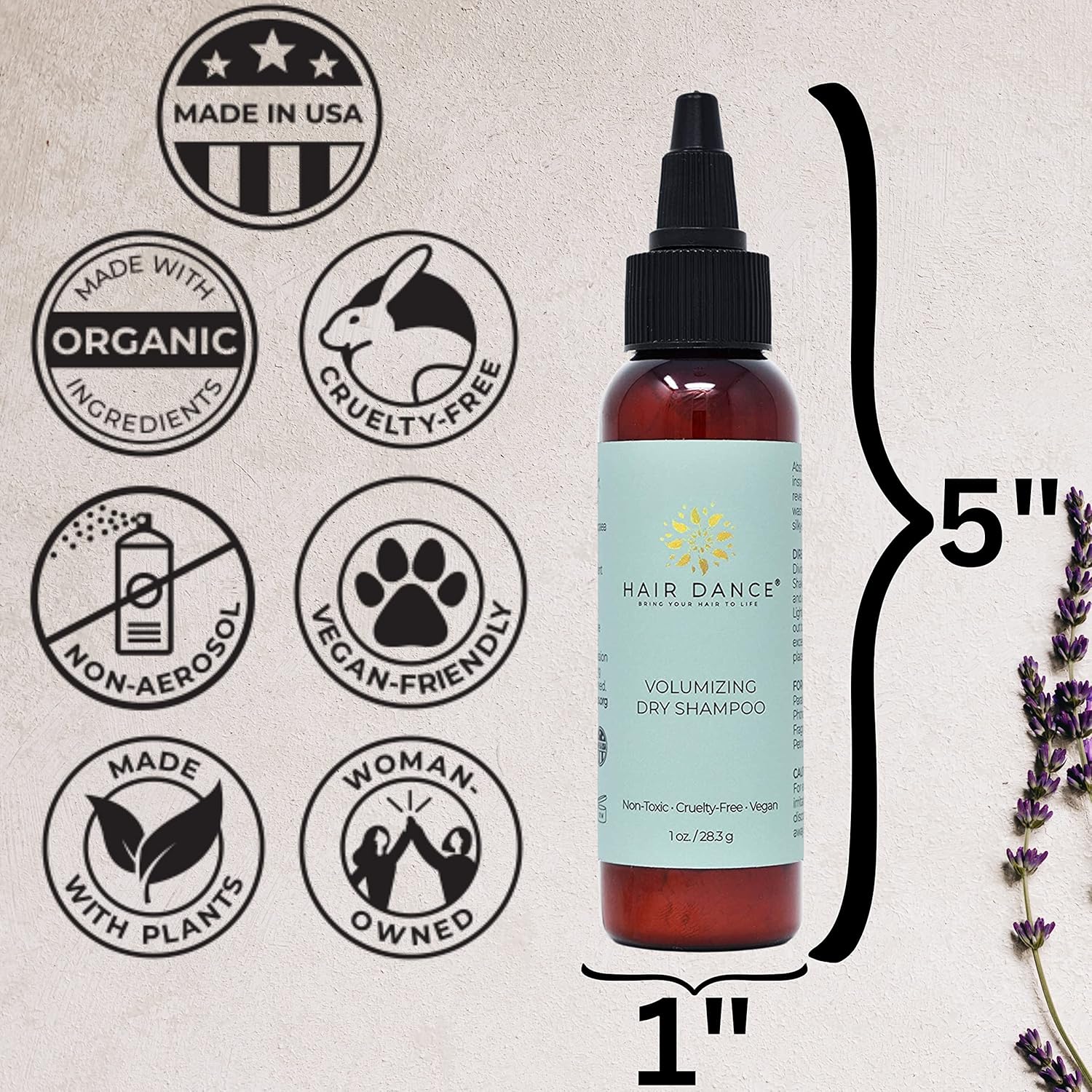 Dry Shampoo Volume Powder | Natural & Organic Ingredients | Non-Aerosol | Made in USA | Talc & Corn Free | For Blonde and Dark Hair | Lavender Oil Scented | 1 Ounce - Image 6