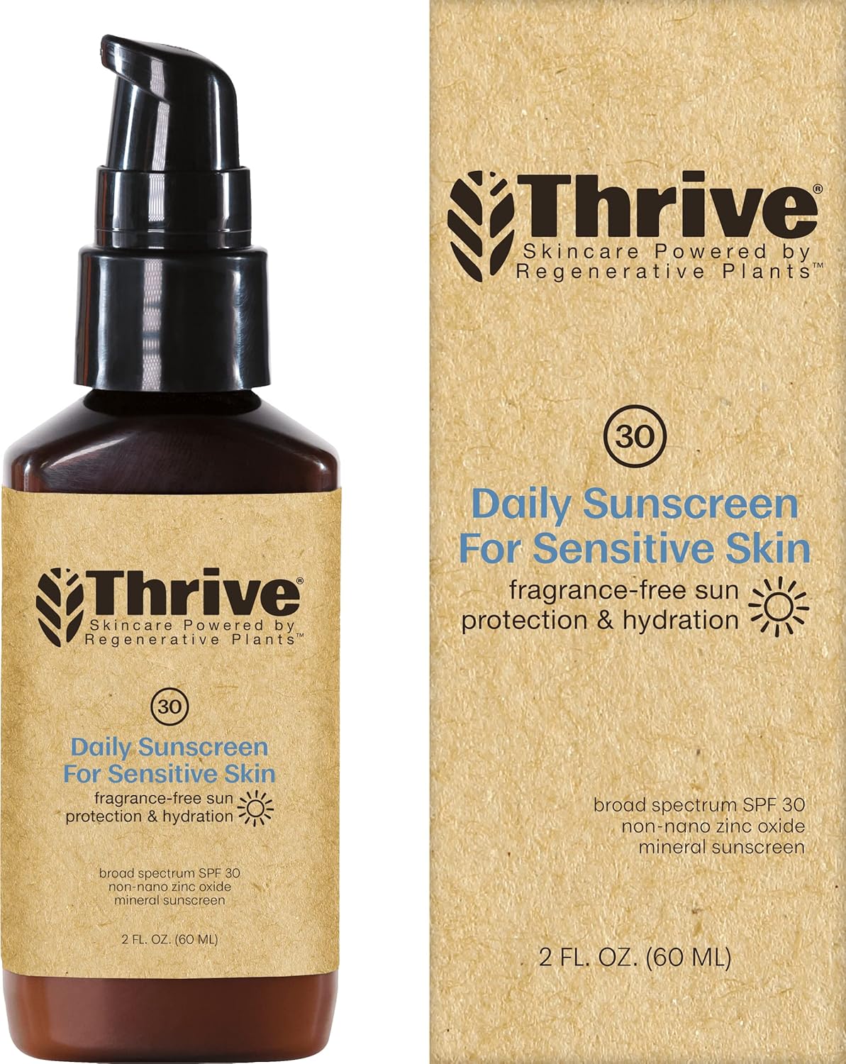 Thrive Natural Care Mineral Face Sunscreen for Sensitive Skin SPF 30, 2 Ounces - Moisturizing Unscented Sunscreen for Face - Broad Spectrum with Clear Zinc Oxide - Vegan - Image 6