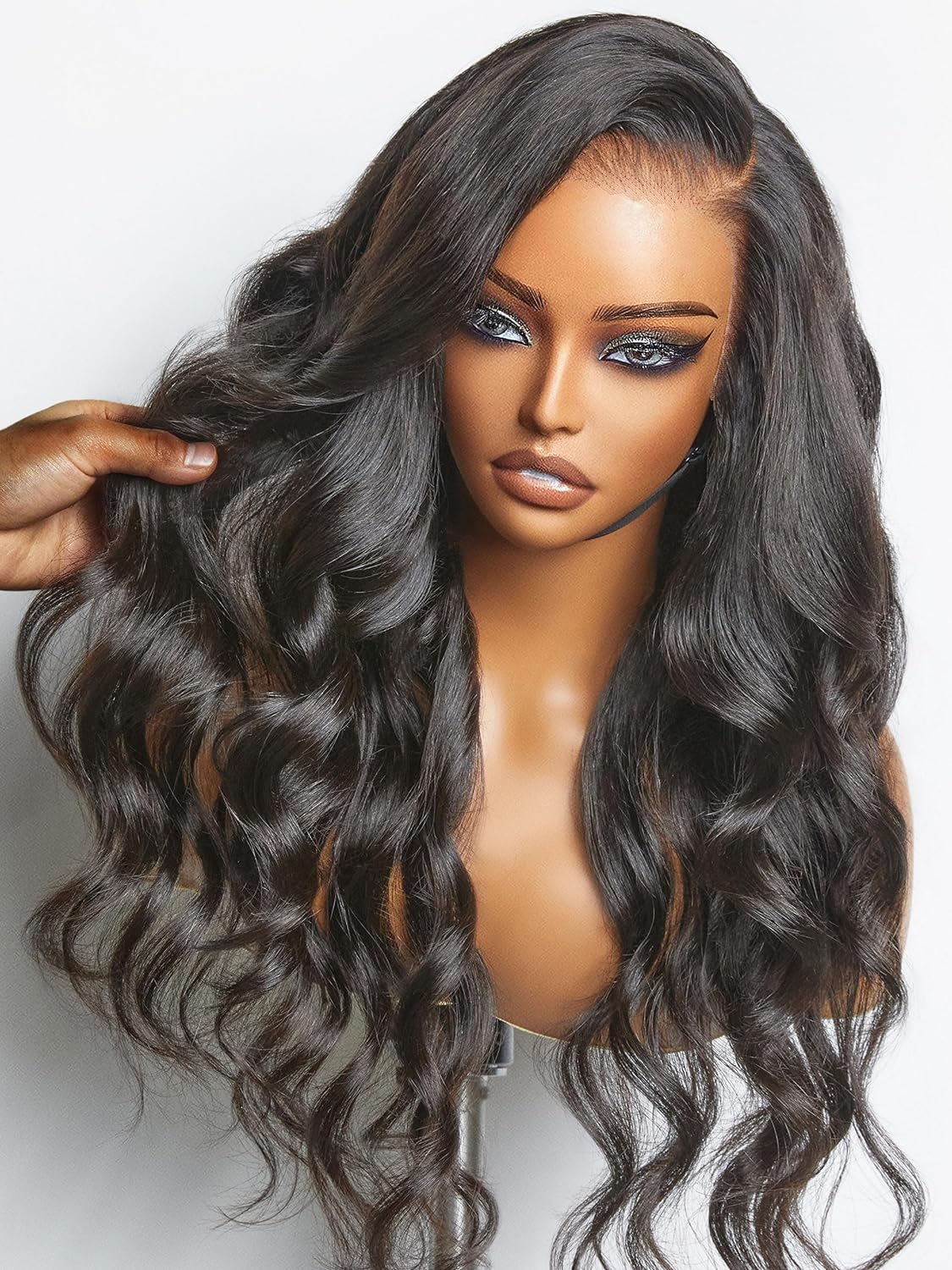 LUVME HAIR PreMax 13x4 Frontal Body Wave, Lace Front Wigs Human Hair Glueless For Black Women 100% Human Hair Lace Frontal Natural Black Side Part
