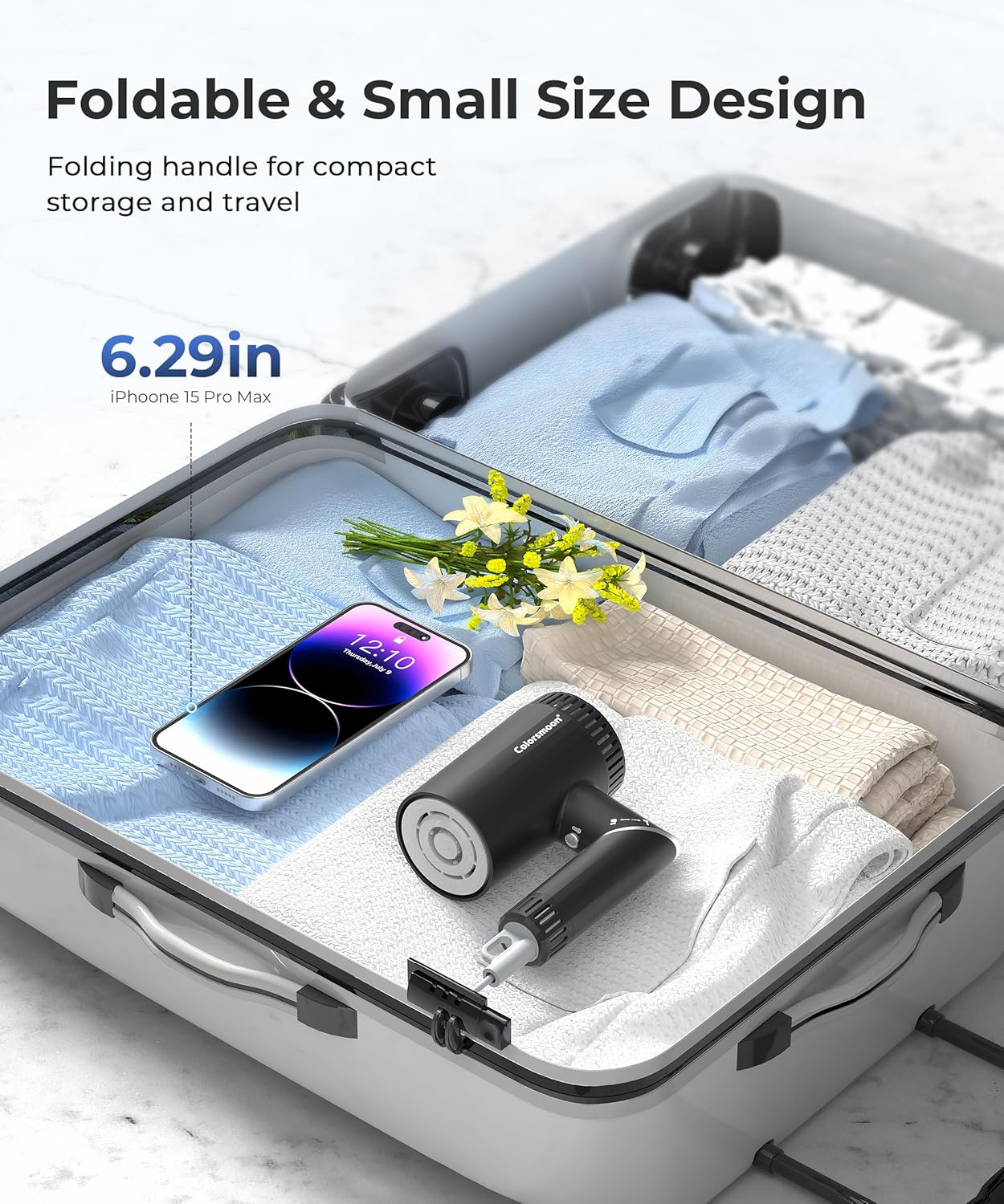 Hair Dryer, 100,000 RPM High-Speed Blow Dryers for Women & Men, Fast-Drying, 500 Million Negative Ions, Heat-Control, Low-Noise with Diffuser & Nozzle, Compact Foldable for Home Travel Use - Image 6
