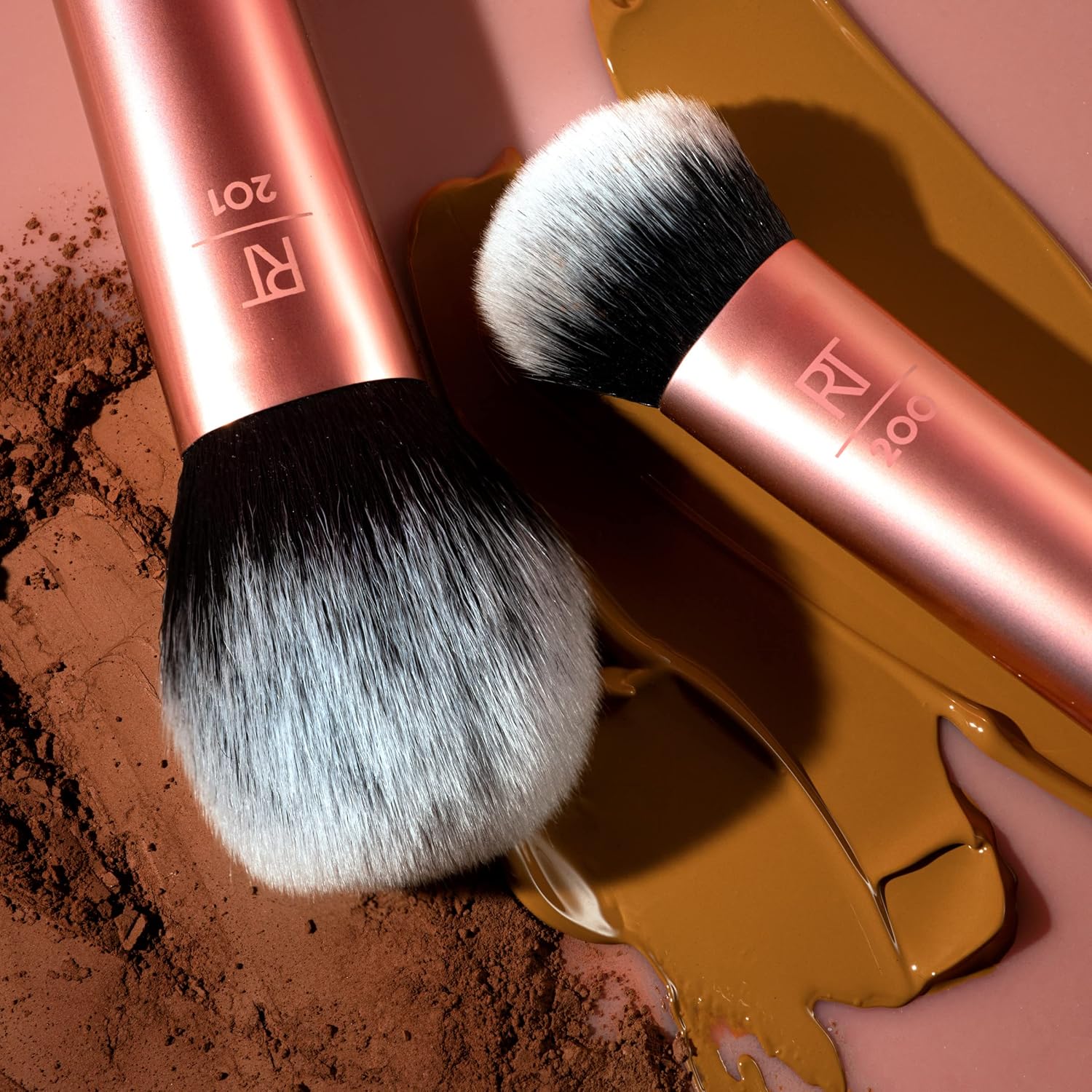Real Techniques Expert Face Professional Foundation Makeup Brush for Even Streak Free Application, Dense Bristles For Buffing, Orange, 1 Count - Image 5