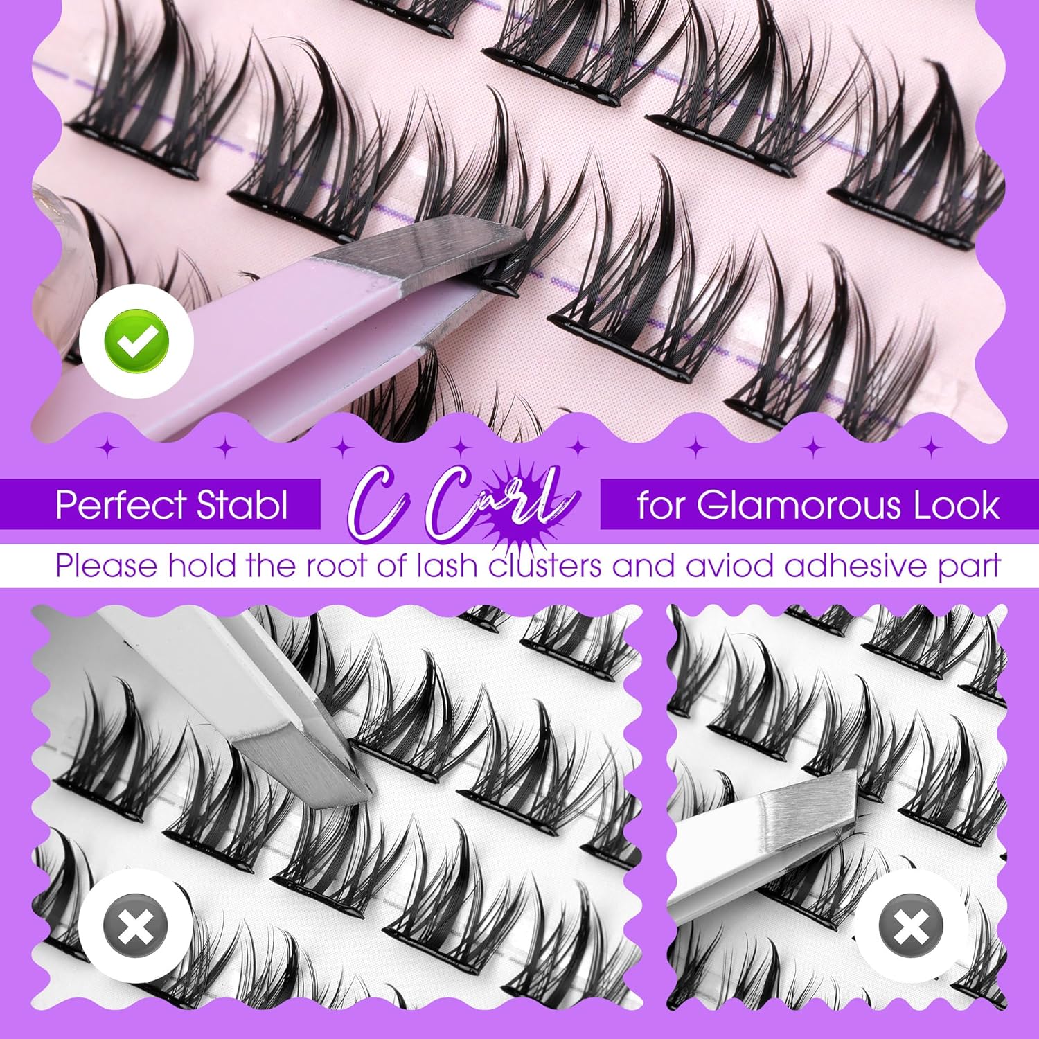 Self Adhesive Eyelashes Manga Lash Clusters Natural Look 8-14MM Wispy Pre Glued Eyelashes Clusters No Glue Needed Press on Lashes Reusable Invisible Band Cluster Eyelash Extensions by JIMIRE - Image 4