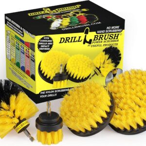 Drillbrush Shower Scrubber Cleaning Brush Set - Tile and Grout Cleaner Scrub Brushes for Drills- Power Scrubber Drill Brush Kit - Nylon Power Drill Attachment Brushes for Cleaning Bathroom Tubs & More