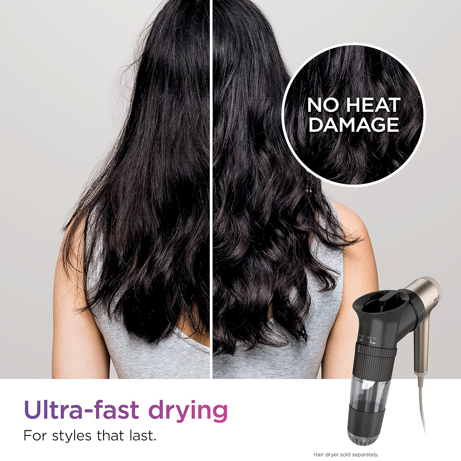 Shark HD100AWA IQ AirWave Beach Wave Attachment, Works with HD112 series and HD120 series ONLY, Styling Tool, Auto Preset Touchless Waver for Straight and Wavy Hair, Long-Lasting Beach Waves - Image 3