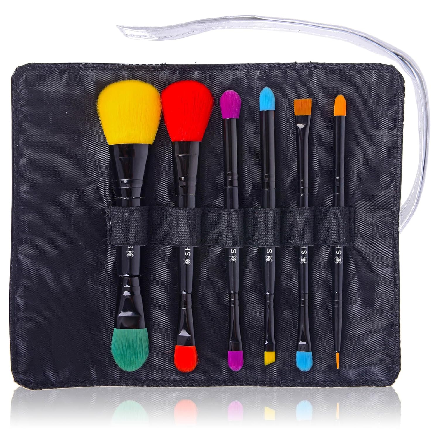 SHANY Vegan Makeup Brushes - LUNA - 6 PC Double Sided Travel Make up Brushes with 12 unique Bristles - with Brush storage Pouch - Synthetic - Image 3
