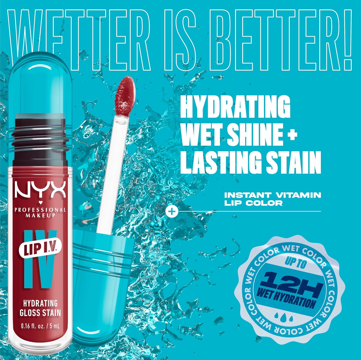 NYX PROFESSIONAL MAKEUP Lip IV Hydrating Glossy Lip Stain with 12HR Hydration - Bubblegum Burst (Pink) - Image 4