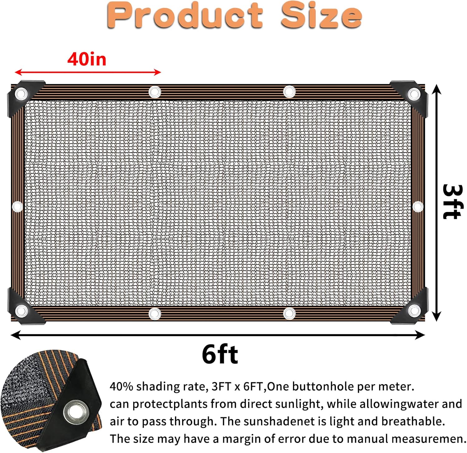 Shade Cloth for Garden Plants Greenhouse, 40-50% Sunblock Neting -for Outdoor Garden Lawn Plant Sun Shade Cloths for Kennel Chicken Coop Easier to Hang Net Cover - Image 2