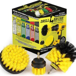Drill Brush Attachment Set – Household Cleaning Brushes for Bathroom Surfaces Tub, Shower, Tile and Grout All Purpose Power Scrubber Cleaning Kit – Shower Grout Cleaner Drill Brushes Set by Drillbrush