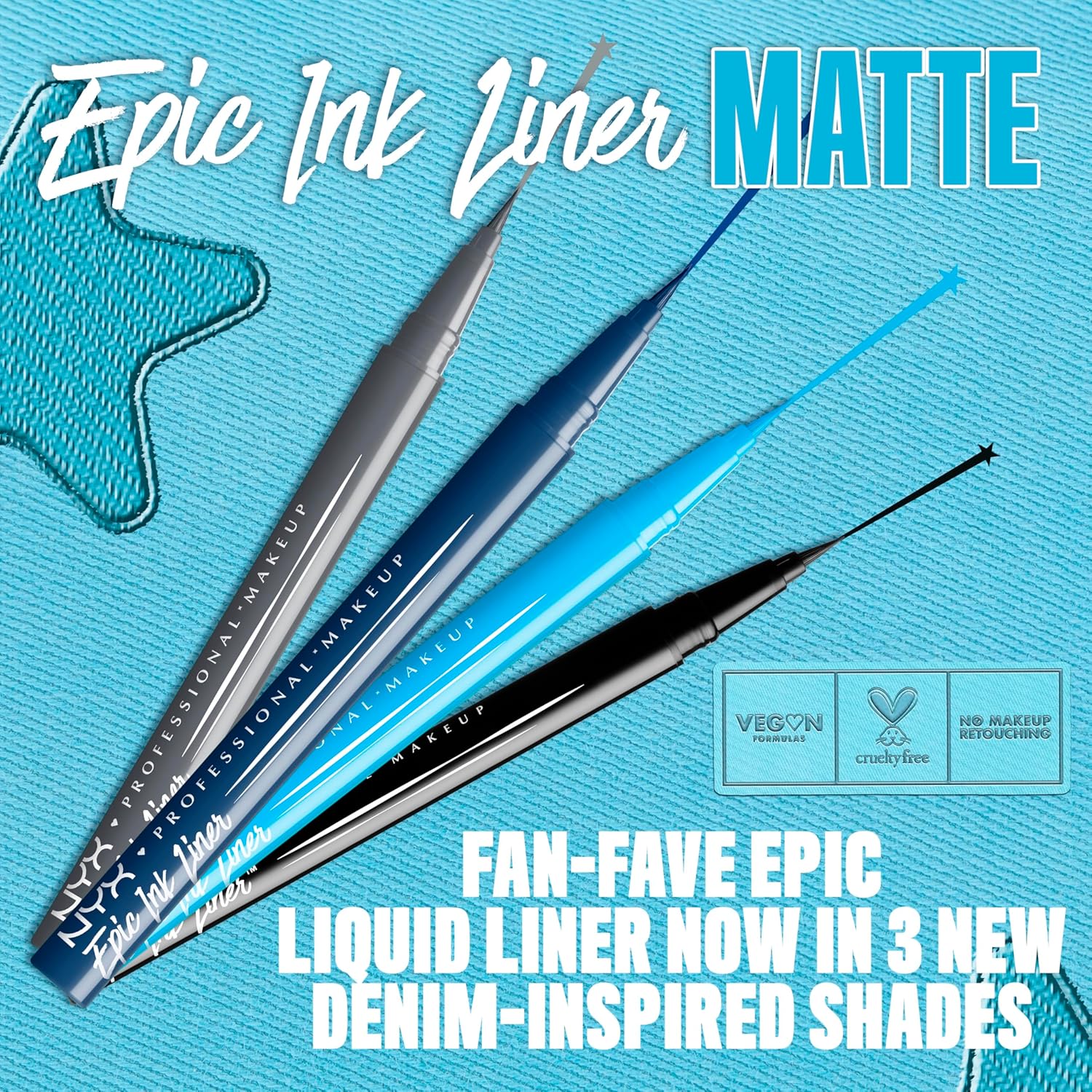 NYX PROFESSIONAL MAKEUP Epic Ink Liner, Waterproof Matte Liquid Eyeliner with Vegan Formula - Stone Washed (Grey) - Image 3