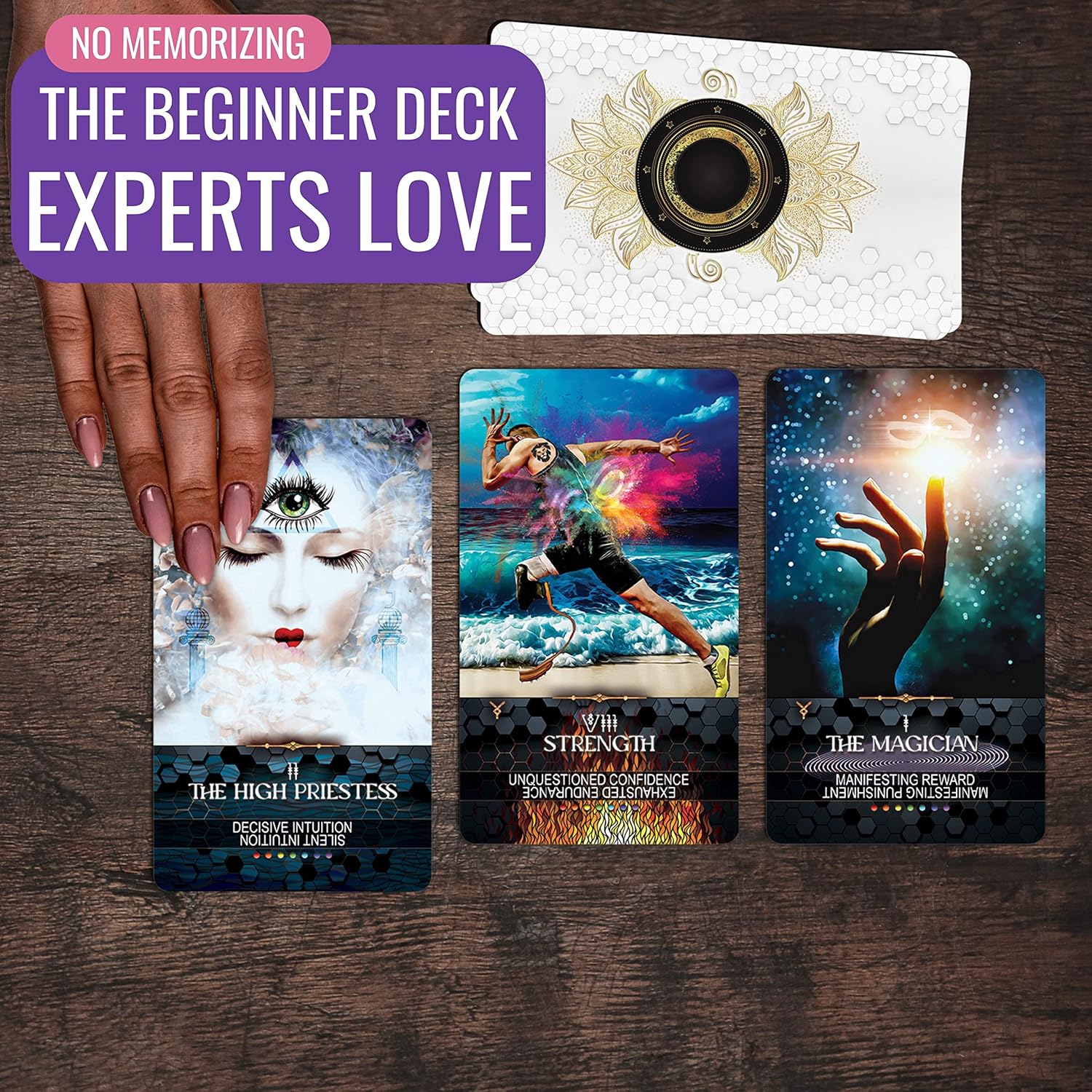 TAROTskills Lightworker’s Tarot Deck, Cards with Meanings on Them, Keywords, Reversed, Yes and No, Elements, Ultimate Beginner Deck, Includes Online Education for Learning Tarot - Image 2