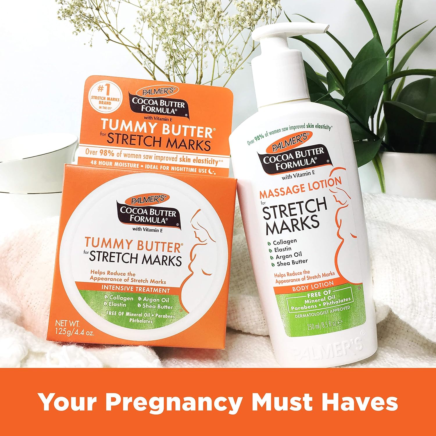 Palmer's Cocoa Butter Formula Massage Lotion for Stretch Marks, Pregnancy Skin Care, Belly Cream with Collagen, Elastin, Argan Oil and Shea Butter, 8.5 Ounces (Pack of 2) - Image 9
