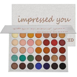 MYUANGO 35 Color Eyeshadow Palette - Matte Shimmer Metallic, Buttery Soft Blendable Vegan Makeup Kit, Warm Neutral Smoky Shades, Long Lasting Cruelty-Free