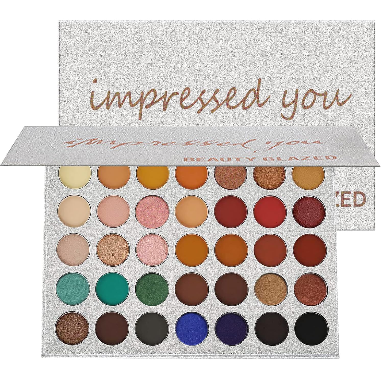 MYUANGO 35 Color Eyeshadow Palette - Matte Shimmer Metallic, Buttery Soft Blendable Vegan Makeup Kit, Warm Neutral Smoky Shades, Long Lasting Cruelty-Free