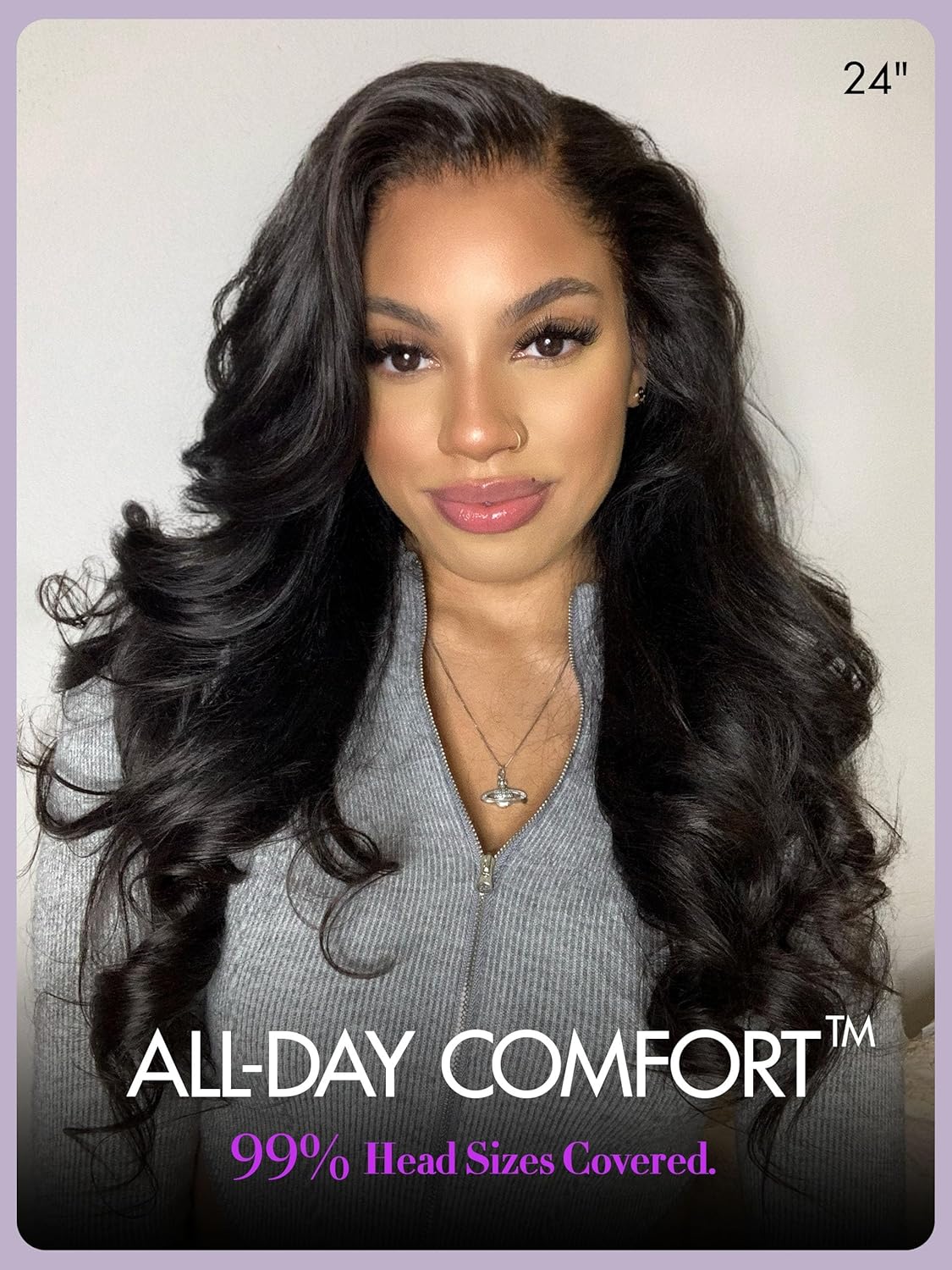 LUVME HAIR All-Day Comfort Real Glueless 7x6 HD Lace Wig 200% Density Hair PartingMax Lace Wigs Loose Body Wave Lace Front Wigs Human Hair Pre Cut Plucked Lace Frontal 22 Inches Natural Black Color - Image 2