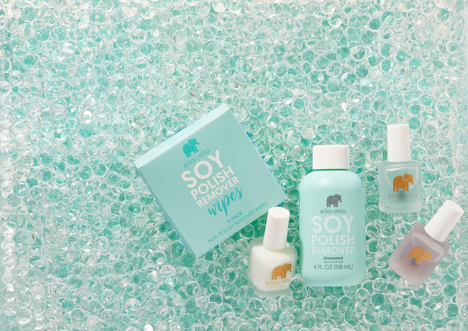 ella+mila Soy Nail Polish Remover Non-Acetone Nail Polish Remover - Non-Toxic Fingernail Polish Remover - For Natural Nail Polishes - Unscented & Enriched With Vitamins A, C & E(4 fl oz) Teal - Image 8