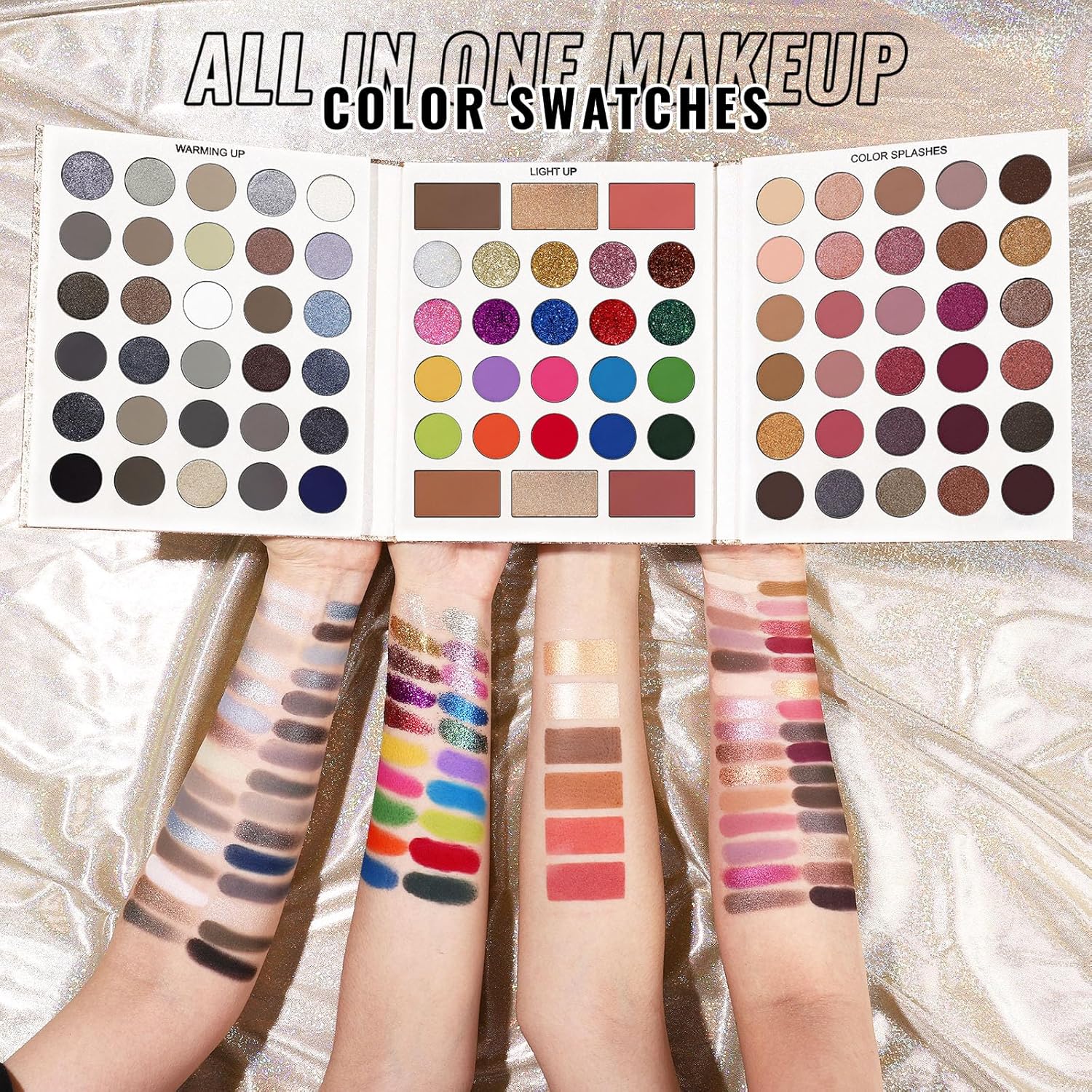 UCANBE Eyeshadow Palette with Brushes Makeup Sets, Pigmented Eye Makeup Pallet Holiday Gift Set, Goth Smokey Rosy Neutral Glitter Rainbow Eye Shadows & Contour Highlight Blush All-in-One Make Up Kit - Image 3