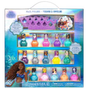 Disney The Little Mermaid Ariel Kids Washable Nail Polish Set, Pretend Play Makeup Beauty Set Birthday Toys Gift for 3 4 5 6 7 8 9 10 11 12 Years Old Kid