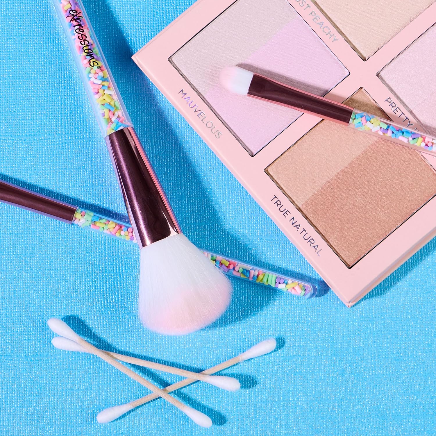 5pc Sprinkle Confetti Makeup Brush Set in Pink - Beautiful Makeup Brush Set w/Rainbow Sprinkles Handles, Dense Bristles | Premium Cosmetic Brushes - Image 5
