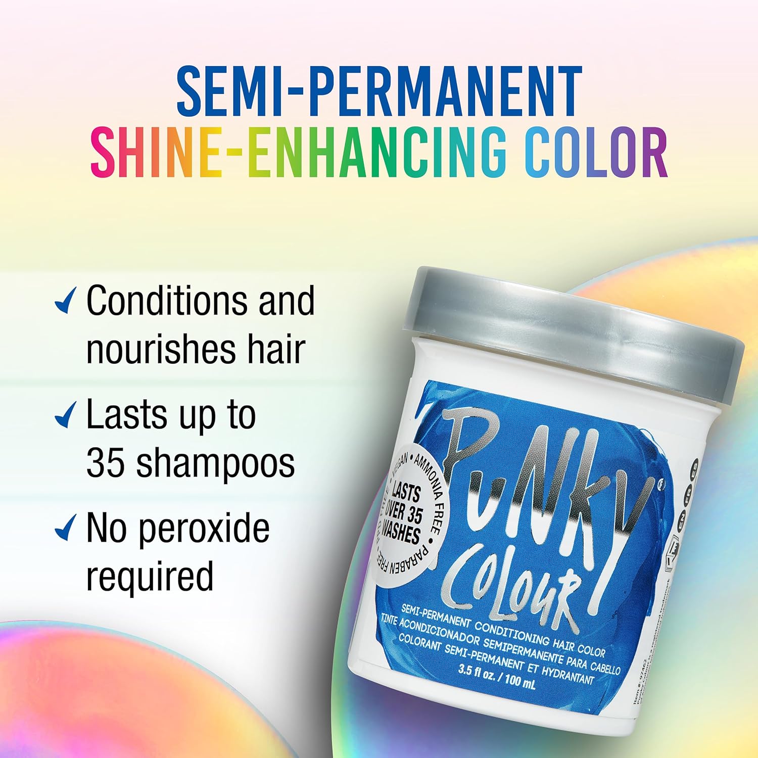 Punky Atlantic Blue Semi Permanent Conditioning Hair Color, Vegan, PPD and Paraben Free, lasts up to 35 washes, 3.5oz - Image 2
