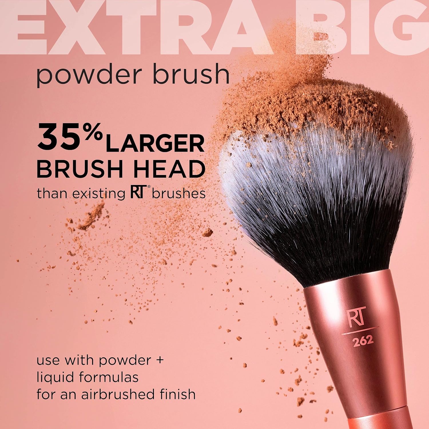 Real Techniques Extra Big Powder Brush, Large Makeup Brush For Powder, Fluffy Head For All-Over Setting, XL Oversized Brush For Quick Application, Cruelty-Free, Synthetic Bristles, 1 Count - Image 5