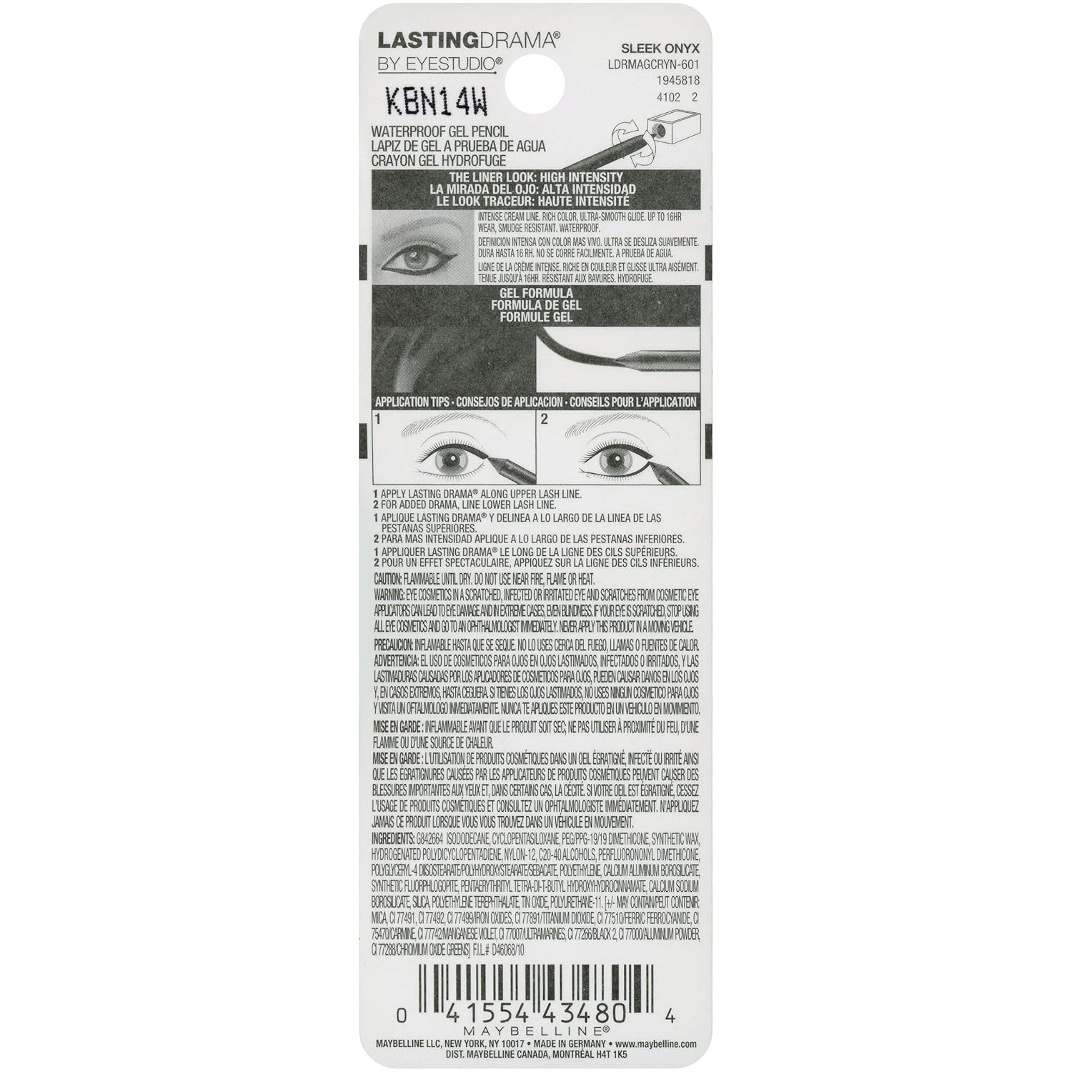 Maybelline Eyestudio Lasting Drama Waterproof Matte Gel Pencil Black Eyeliner Makeup, Sleek Onyx, 1 Count - Image 3