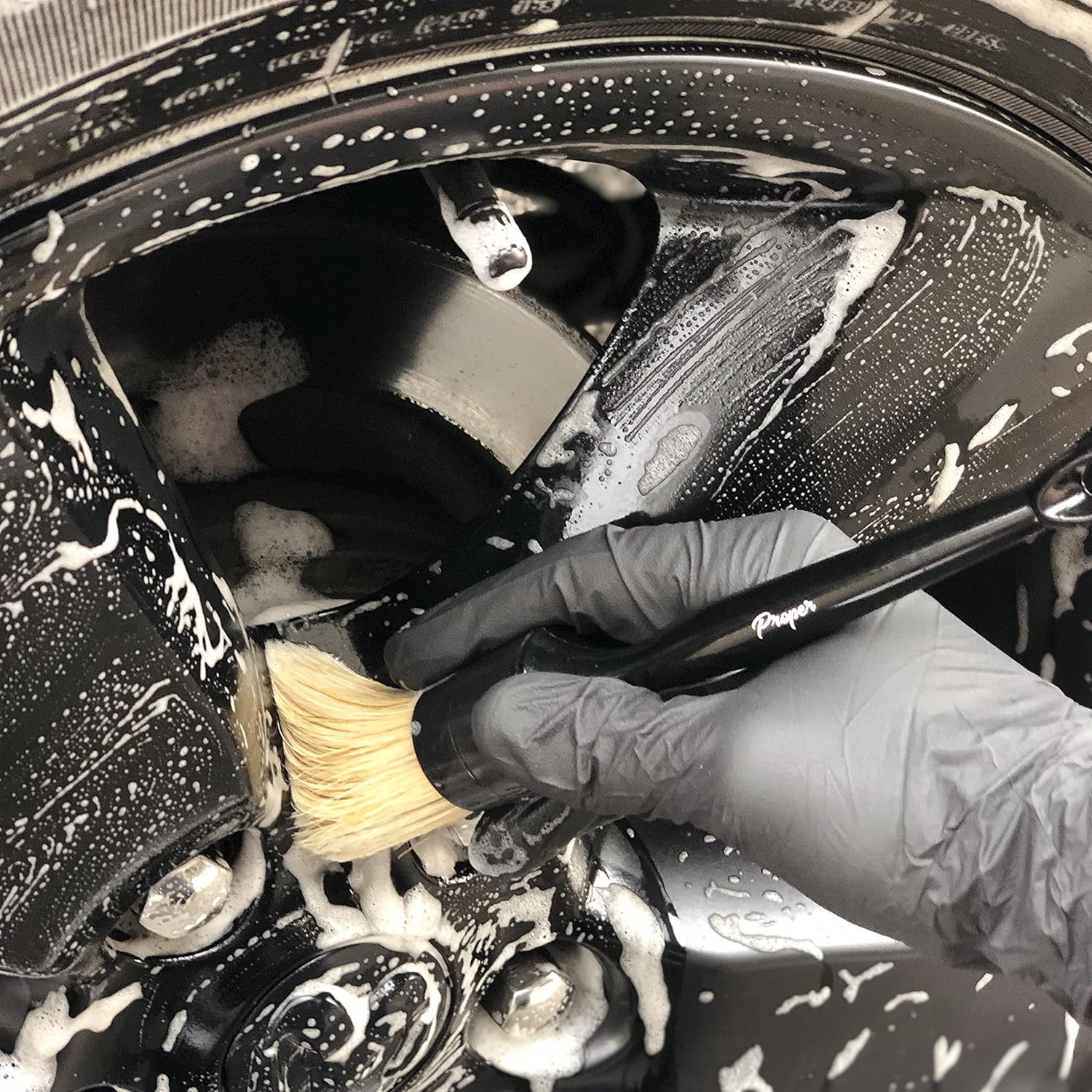 Car Detailing Brush Set, Premium Soft Boars Hair Bristles, Clean Auto Interior (Leather Seats, Air Vents) or Exterior (Wheels, Paint, Emblems) Detail Brushes Car Detailing Starter Pack (3 Pack) - Image 6