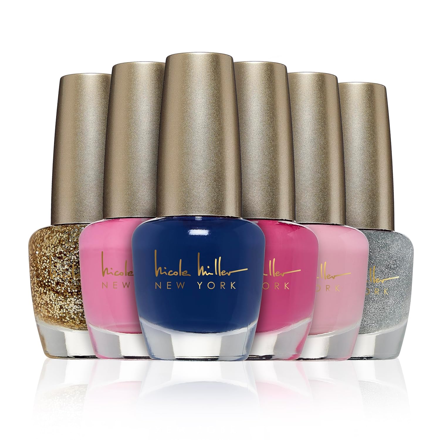 Nicole Miller 5 Piece Pink Shimmery Nail Polish Set, Long-Lasting Shine - Image 3