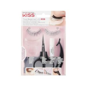 KISS LASH-101 All-In-One False Eyelashes Kit for Beginners with Measuring Tool, Scissors, Lash Glue, EZ-angle Applicator & 1 Pair Fake Eyelashes