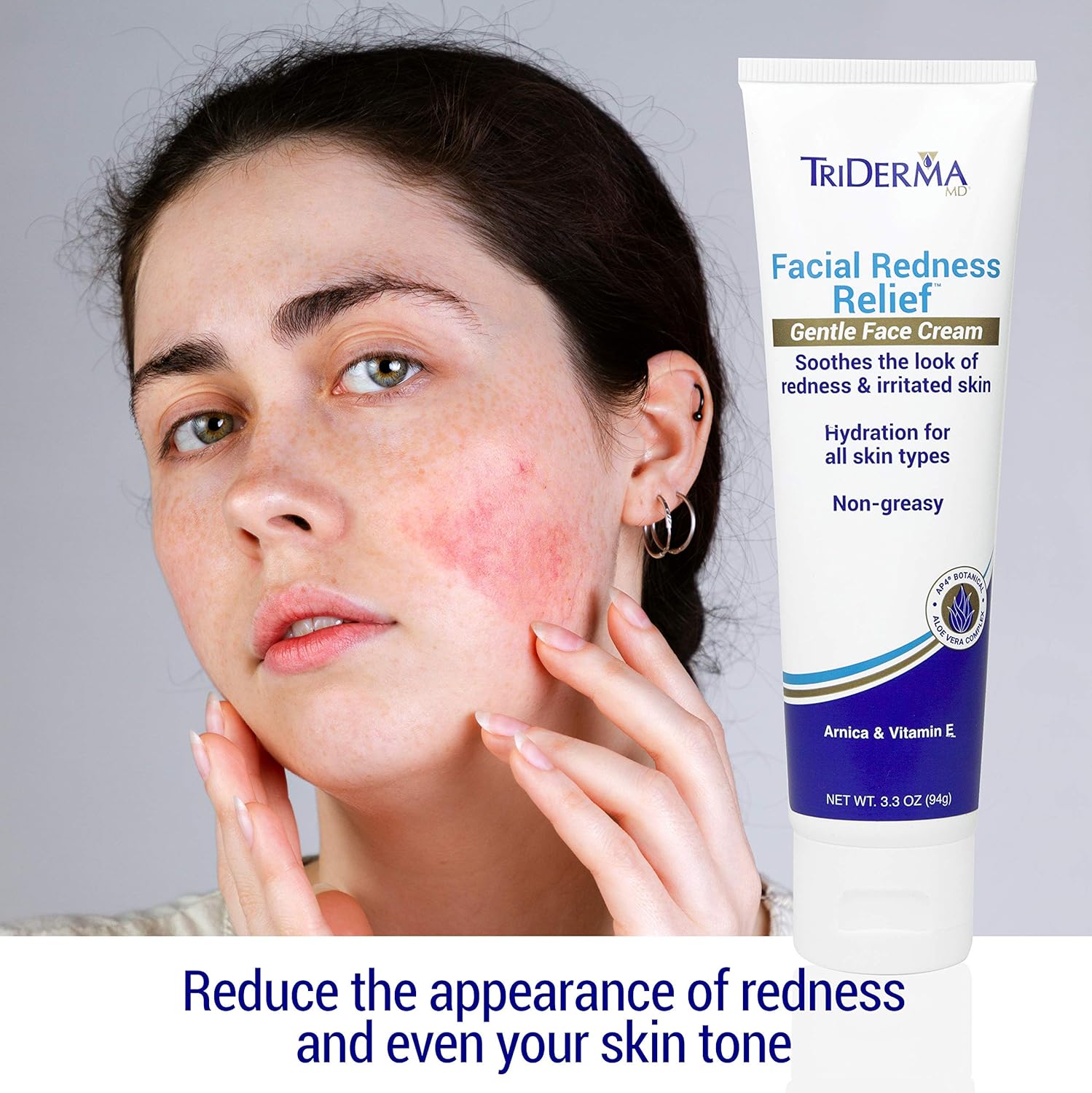 TriDerma Facial Redness Relief Gentle Face Cream (3.3 Ounces) - Image 3