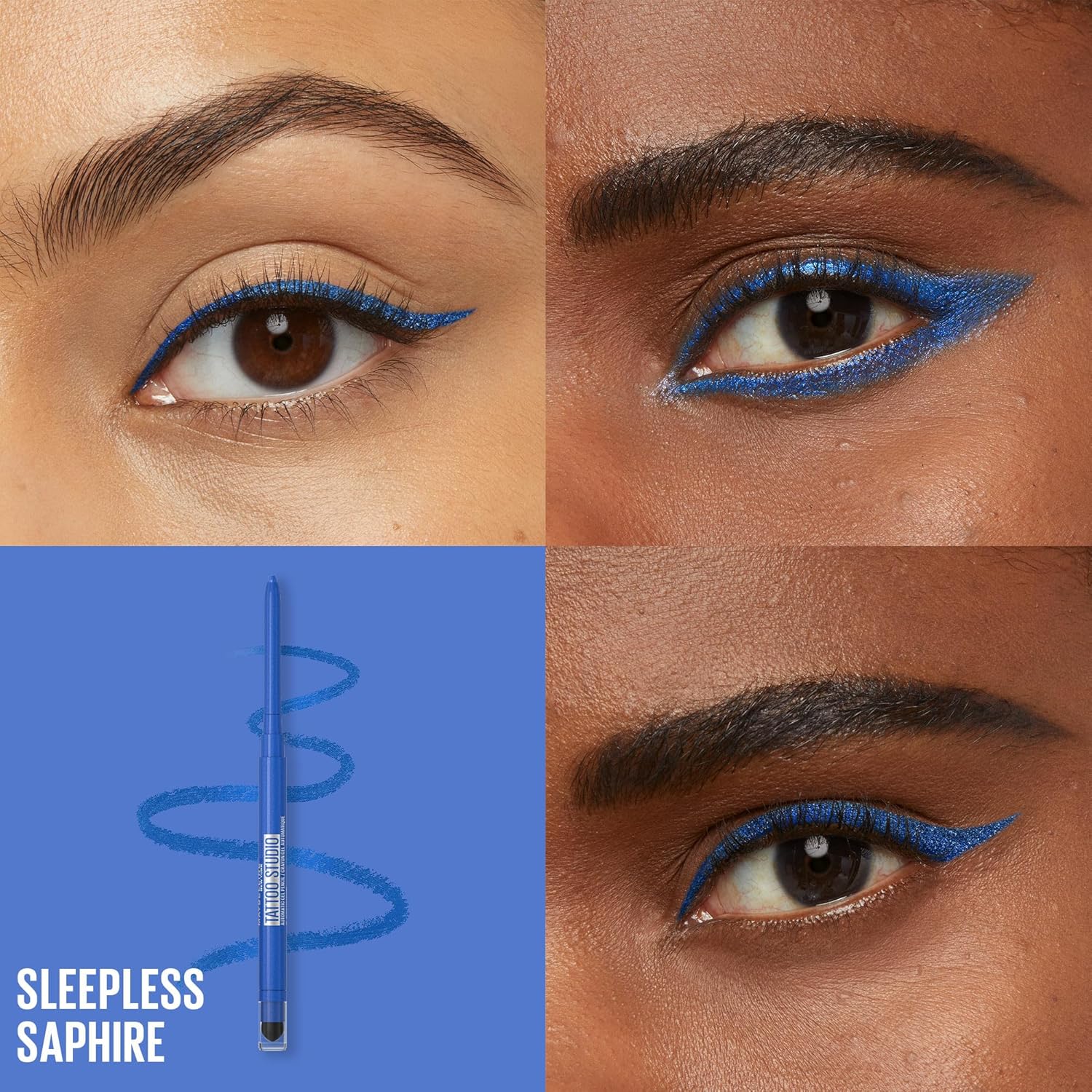 Maybelline Tattoo Studio Automatic Gel Pencil Waterproof Eyeliner, Blendable, Smudge Resistant, Matte Eyeliner For Up To 36HR Wear, Sleepless Sapphire - Image 2
