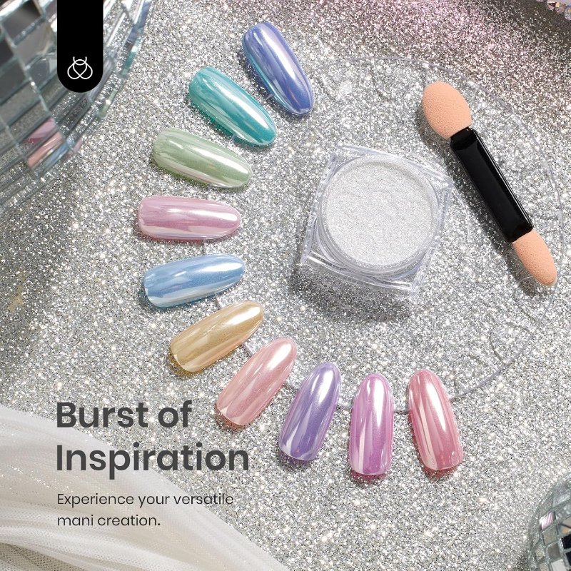 Beetles White Chrome Nail Powder for Gel Nails Pearl Cromer Nail Powder Mirror Effect Nails Gel Polish Glitter Manicure Holographic Pigment Nails Art Design Gifts for Women - Image 5