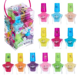 12pc Scented Nail Polish Set - Colorful Star-Shaped Mini Nail Polishes w/Fun Fruity Scents, Cute Nail Polish Manicure Kit & Pedicure Kit For Girls, Water Based