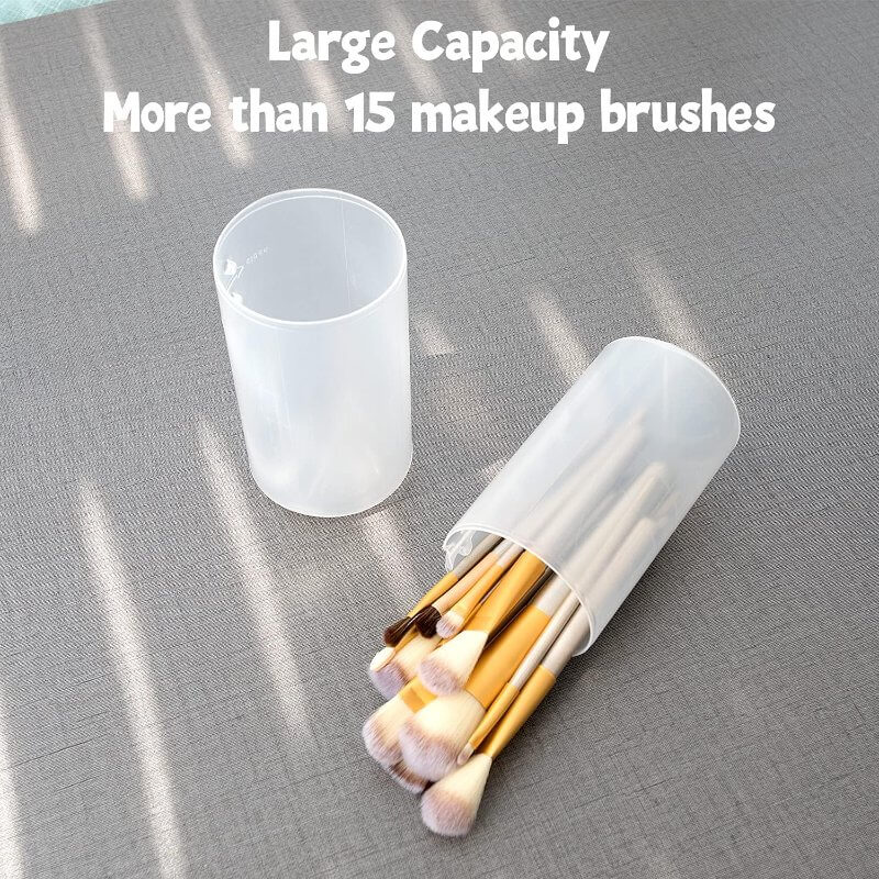 OCHEAL Clear Travel Makeup Brush Holder Dustproof Organizer 5 Brush Capacity - Image 3